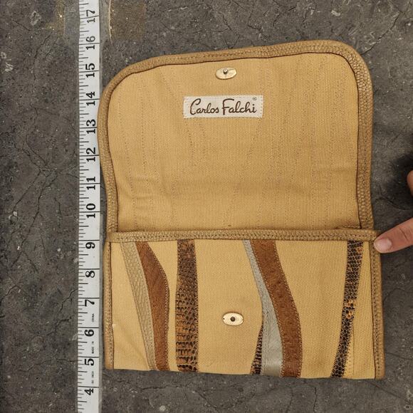 Carlos Falchi Snakeskin Clutch Purse Patchwork Purse Envelope Clutch Bag Vintage - Picture 8 of 10